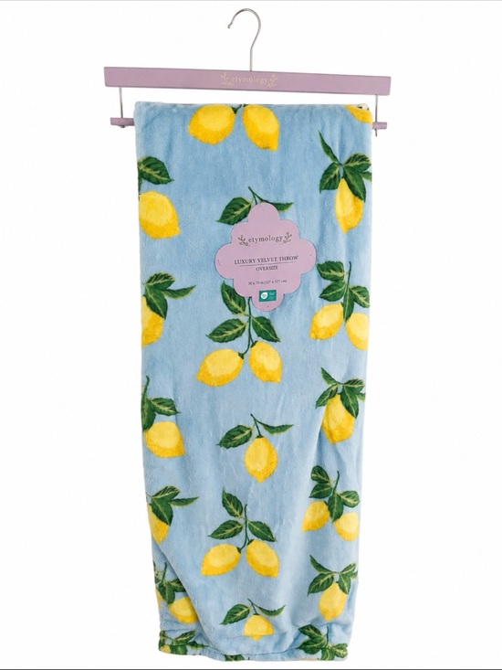 Etymology Other - NWT Etymology Luxury Velvet Oversized Throw Blanket Lemon Print 50x70 Soft Cozy
